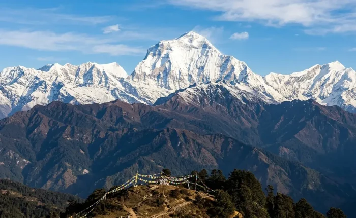 Dhaulagiri mountain panoramic view from Nepal